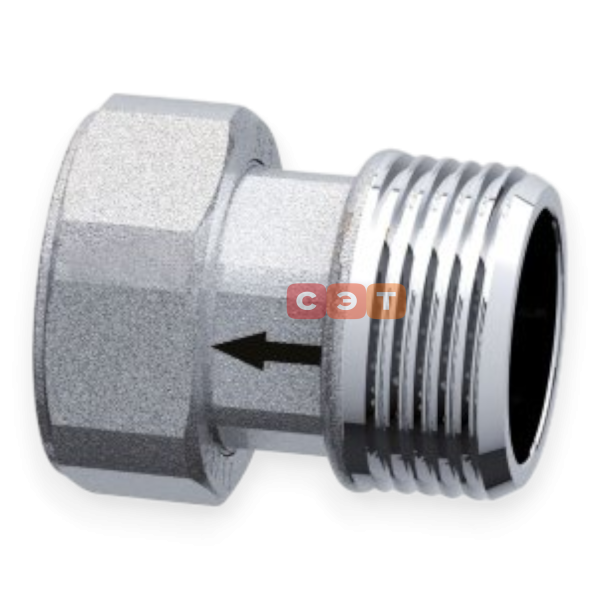 Американка с обратным клапаном 1/2"НР-3/4"НГ под пломбу (хром